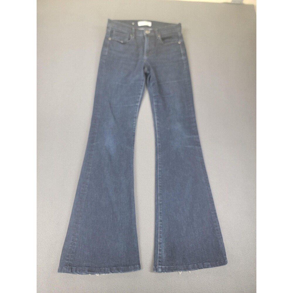 Banana Republic Jeans Womens 26 Flare Stretch Dark Blue Denim‎ Boho Distressed